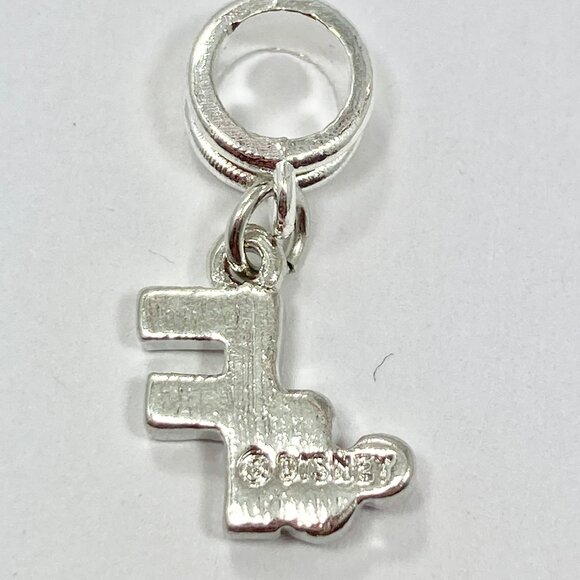 Vtg Disney Pink Crystal Mickey Mouse Ears European Slide Charm Initial Letter F - Picture 4 of 6